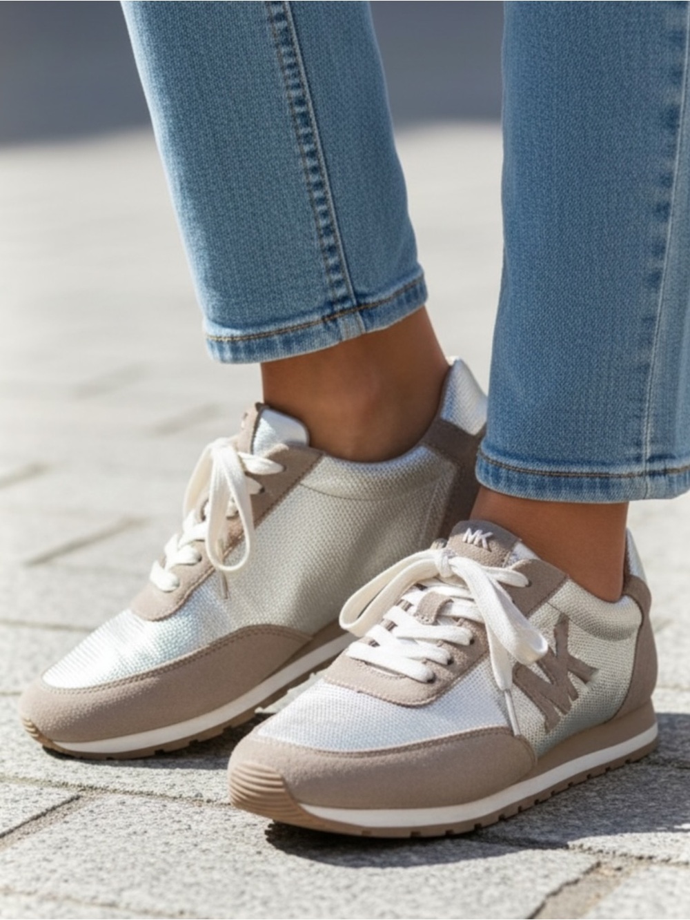 Michael Kors Stanton Trainer Metallic Lace Up Sneaker